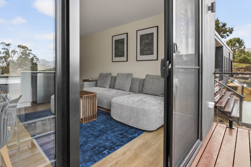 Two-bedroom apartment: Looking in from the deck